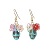 Glass & Synthetic Turquoise Beads Dangle Earrings EJEW-JE07452-4