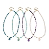 Natural Gemstone Pendant Faceted Round Gems and Natural Pearl Beaded Necklaces for Women NJEW-JN06351-2