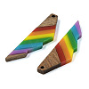 Pride Rainbow Theme Resin & Walnut Wood Pendants WOOD-K012-12A-2