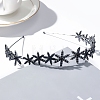 Wedding Bridal Flower Glass Rhinestone Hair Bands for Women Girls PW-WG76BCC-07-1