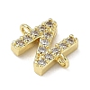 Brass Micro Pave Clear Cubic Zirconia Letter Links Connector Charms KK-I382-07G-N-2