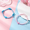 2Pcs Natural Rose Quartz & Synthetic Turquoise Chip Beaded Stretch Bracelets for Women BJEW-JB12909-1