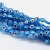 Handmade Evil Eye Lampwork Flat Round Bead Strands LAMP-L058-6mm-09-1