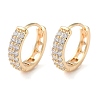 Brass Micro Pave Clear Cubic Zirconia Hoop Earrings EJEW-S234-04G-1