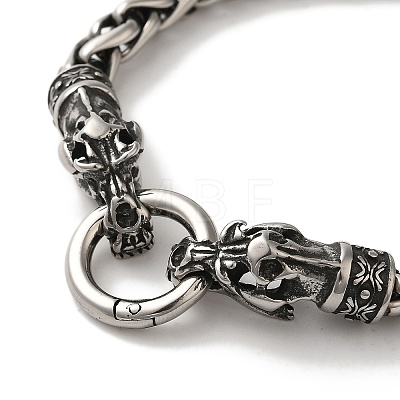 316 Surgical Stainless Steel Wheat Chain Viking Dragon Skull Bracelets BJEW-Q349-05AS-02-1