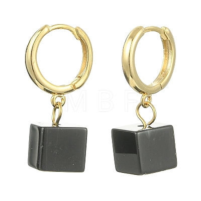 Natural Banded Agate(Dyed & Heated) Hoop Earrings EJEW-JE07035-1