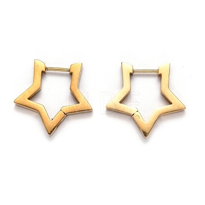 304 Stainless Steel Star Huggie Hoop Earrings STAS-H156-05G-1