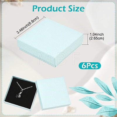 6Pcs Square Cardboard Necklace Box CBOX-YW0001-05D-1