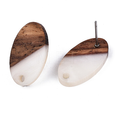 Resin & Walnut Wood Stud Earring Findings MAK-N032-005A-H04-1