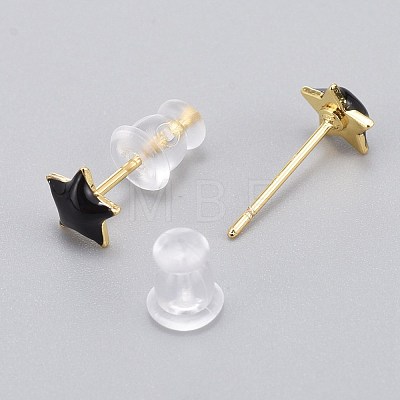 Brass Enamel Stud Earrings EJEW-L231-67A-1