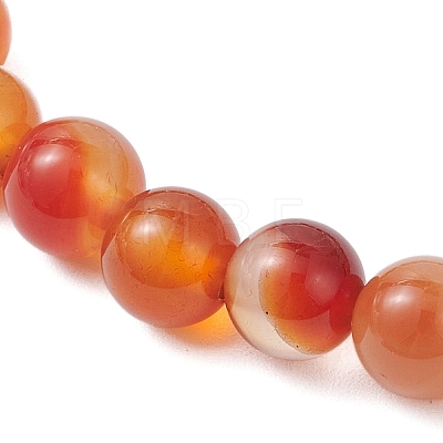 Natural Red Agate & Brass Round Beaded Stretch Bracelets for Women BJEW-JB12265-01-1