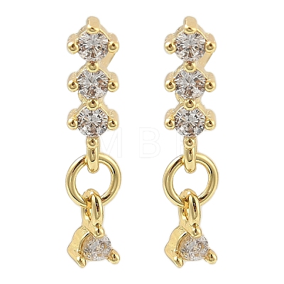 Brass Micro Pave Clear Cubic Zirconia Stud Earrings EJEW-R016-26G-01-1