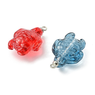 Spray Painted Transparent Glass Pendants PALLOY-JF05405-1