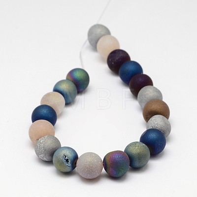 Electroplate Natural Agate Bead Strands X-G-J349-B-8mm-1