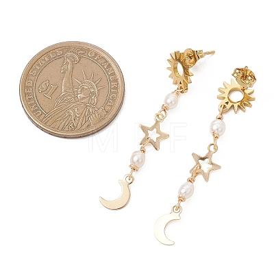 Natural Cultured Freshwater Pearl Sun Tassel Stud Earrings EJEW-JE06852-1