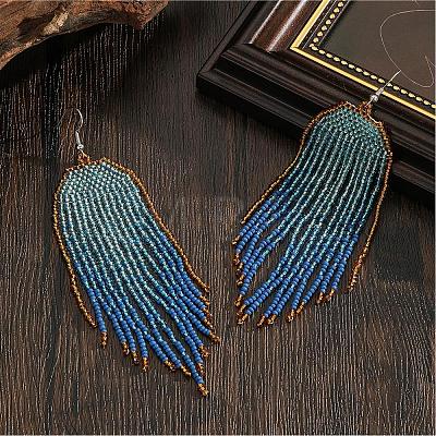 Bohemian Style Handmade Glass Seed Beads Tassel Stud Earrings JY9074-1