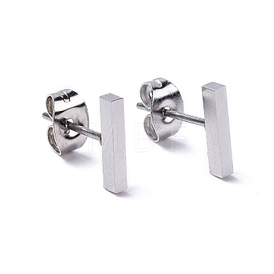 304 Stainless Steel Cuboid Stud Earrings for Women EJEW-K243-01P-1