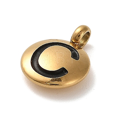 304 Stainless Steel Black Enamel Charms STAS-R009-01G-C-1