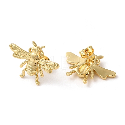Brass Bees Stud Earrings KK-M246-10G-1