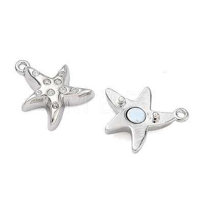 Starfish Brass Micro Pave Clear Cubic Zirconia Magnetic Clasps KK-C251-10P-1