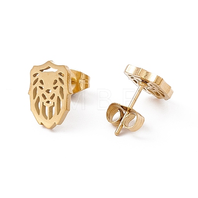 304 Stainless Steel Lion Stud Earrings for Men Women EJEW-E163-02G-1