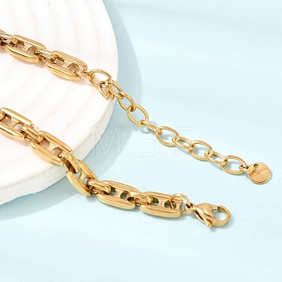 304 Stainless Steel Link Chain Necklaces for Women NJEW-G197-01G-02-1