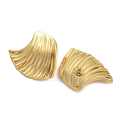 304 Stainless Steel Ocean Wave Stud Earrings for Women EJEW-U022-01G-1