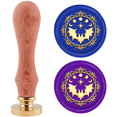 Brass Wax Seal Stamp with Handle AJEW-WH0184-0472-1