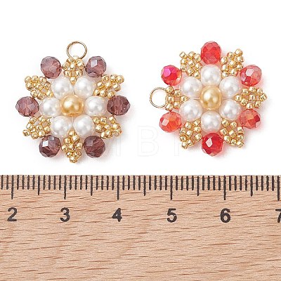 7Pcs 7 Colors TOHO Glass Seed Beaded Pendants PALLOY-MZ01276-1