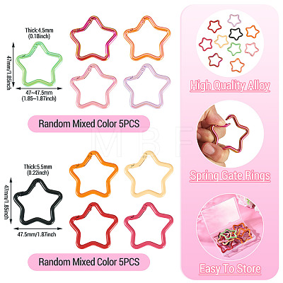 10Pcs 2 Styles Spray Painted Alloy Spring Gate Rings FIND-TA0009-83-1