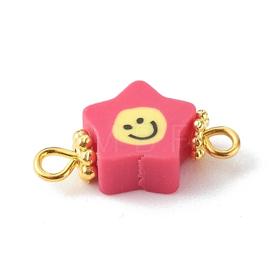 Handmade Polymer Clay Star Smiling Face Link PALLOY-JF00786-1
