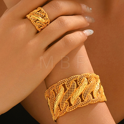 Vintage Alloy Filigree Cuff Bangle & Ring Set RU3471-1