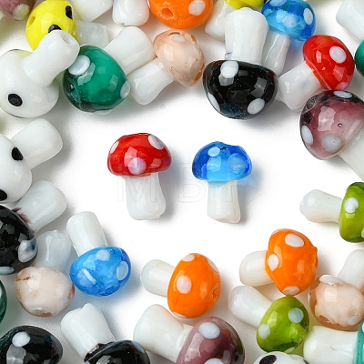 10 Colors Mushroom Handmade Lampwork Beads LAMP-FS0001-15-1