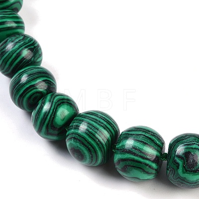 Synthetic Malachite Rondelle Graduated Beaded Necklaces for Women Men NJEW-K388-02K-1