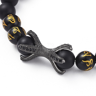 Natural Black Agate(Dyed) Beads Stretch Bracelets BJEW-JB04801-1