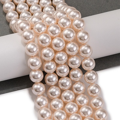 Baking Painted Pearlized Glass Pearl Round Bead Strands PEAR-H019-02C-01-1