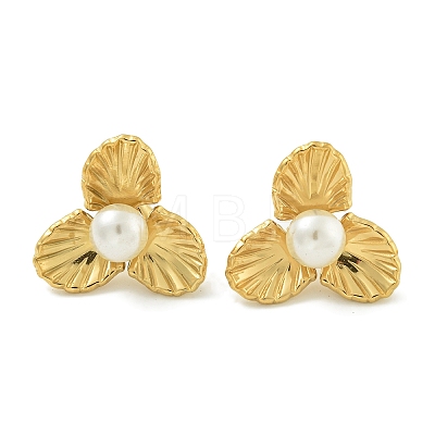 Flower Ion Plating(IP) 304 Stainless Steel Stud Earrings EJEW-G400-18G-1