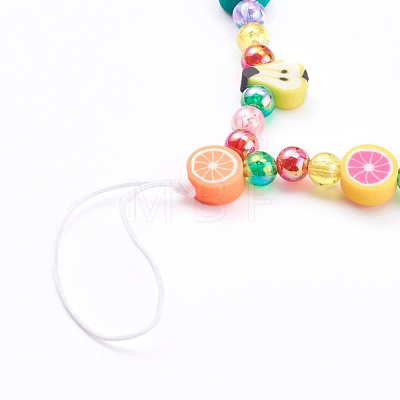 Polymer Clay Fruit Beaded Mobile Straps HJEW-JM00415-1