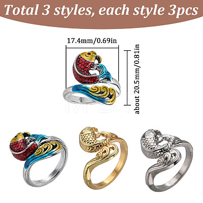 SUNNYCLUE 9Pcs 9 Style Fish/Peacock Alloy & Steel Yarn Guide Finger Holders Sets RJEW-SC0001-19-1