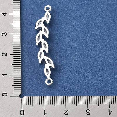 Brass Pave Clear Cubic Zirconia Leaf Links Connector Charms X-KK-Z156-15S-1