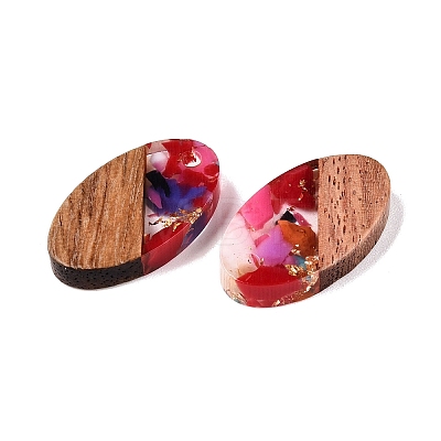 Transparent Resin and Walnut Wood Pendants RESI-T057-03L-1