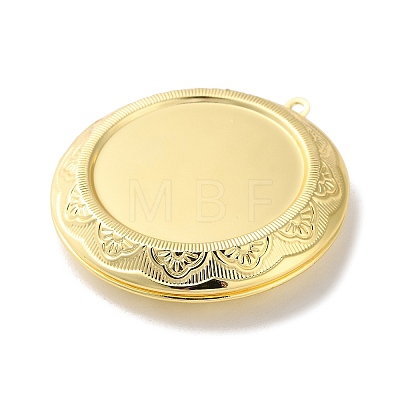 Rack Plating Brass Locket Pendant Cabochon Settings KK-F090-06G-1