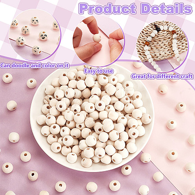 1000Pcs Natural Unfinished Wood Beads WOOD-GA0001-75-1