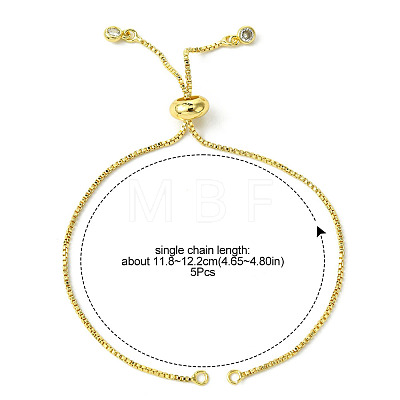 5Pcs Rack Plating Adjustable Brass Slider Bracelet Making MAK-FS0001-03G-1