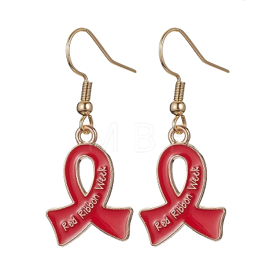 Awareness Ribbon Alloy Enamel Dangle Earrings EJEW-JE05483-1