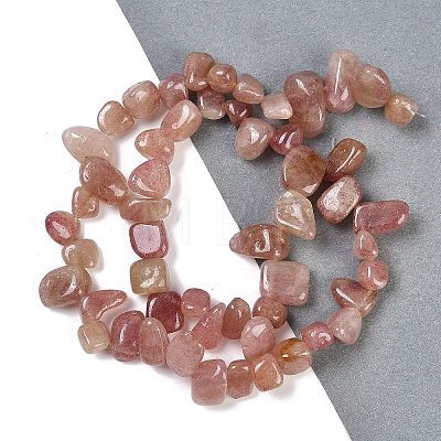 Natural Strawberry Quartz Nuggets Beads Strands G-B125-A21-01-1