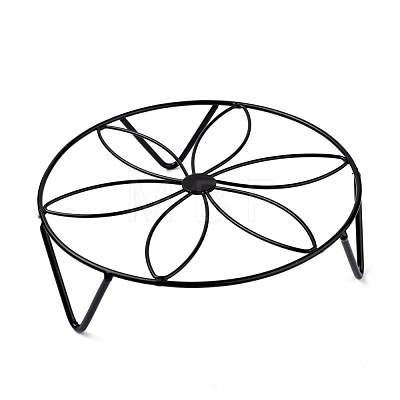  3Pcs 3 Colors Flat Round with Flower Pattern Iron Display Decorations AJEW-NB0002-99-1