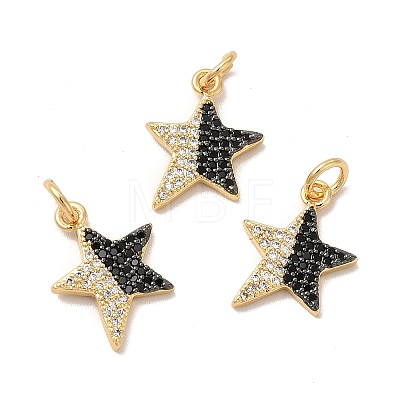 Rack Plating Brass Micro Pave  Cubic Zirconia Pendants KK-B068-22G-1