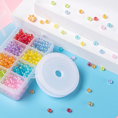 8 Colors 760Pcs Round Plated AB Color Transparent Acrylic Beads DIY-LS0001-06-1