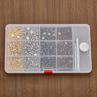 320 Sets 4 Colors 2 Sizes Iron Semi-Tublar Collision Rivets Kits DIY-WH0304-489-1